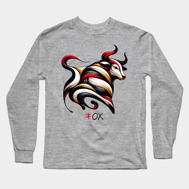 Ox Zodiac Sign Long Sleeve T-Shirt by 2HivelysArt